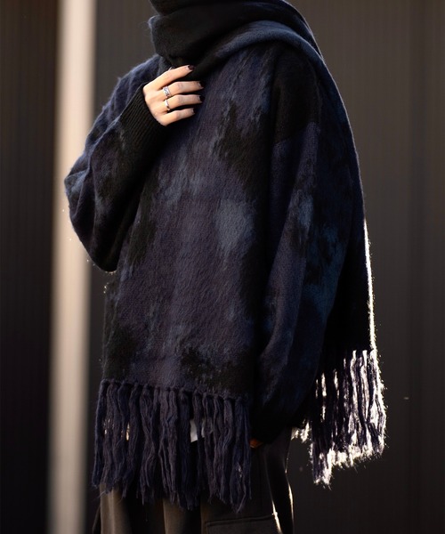 CLEL】Mohair Blend Shaggy Design Large Muffler/モヘア