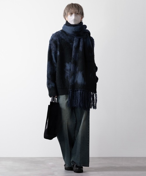 CLEL】Mohair Blend Shaggy Design Large Muffler/モヘア