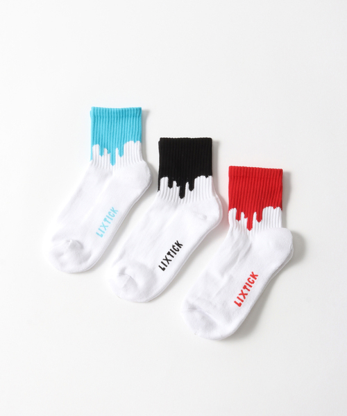 LIXTICK(リックスティック)の「LIXTICK/リックスティック DRIP SOCKS 3PACK 2ND(ソックス/靴下・メンズ・ホワイト・FREE)」の1枚目の写真