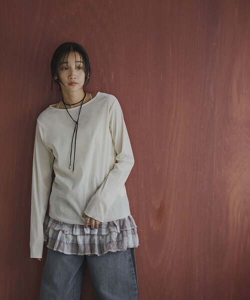coen（コーエン）の「シアーベロアロングスリーブTシャツ（Tシャツ/カットソー・レディース・ブラック/オフホワイト/ブラウン・M/L）」の16枚目の写真