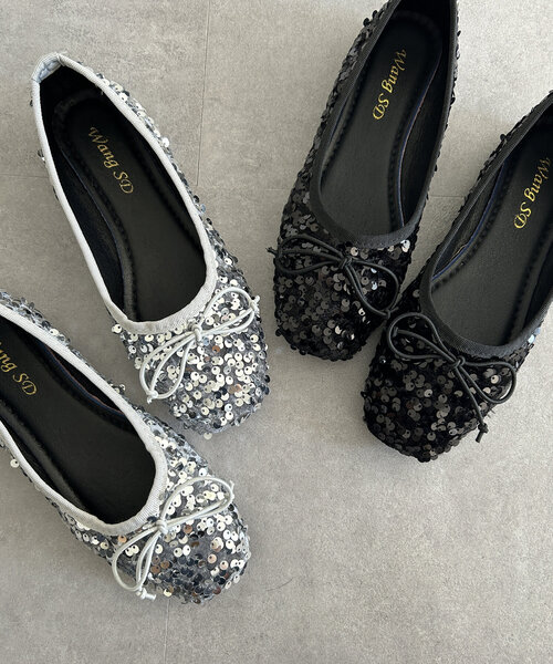 Thevon（ゼボン）の「スパンコールバレエシューズ（パンプス・レディース・ブラック/シルバー・M/L）」の2枚目の写真