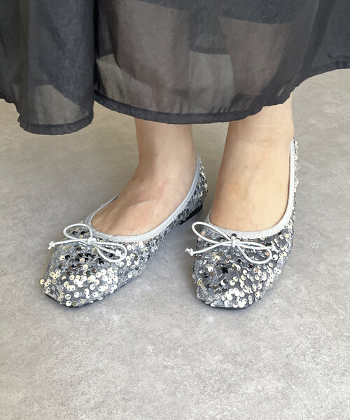 Thevon（ゼボン）の「スパンコールバレエシューズ（パンプス・レディース・ブラック/シルバー・M/L）」の10枚目の写真