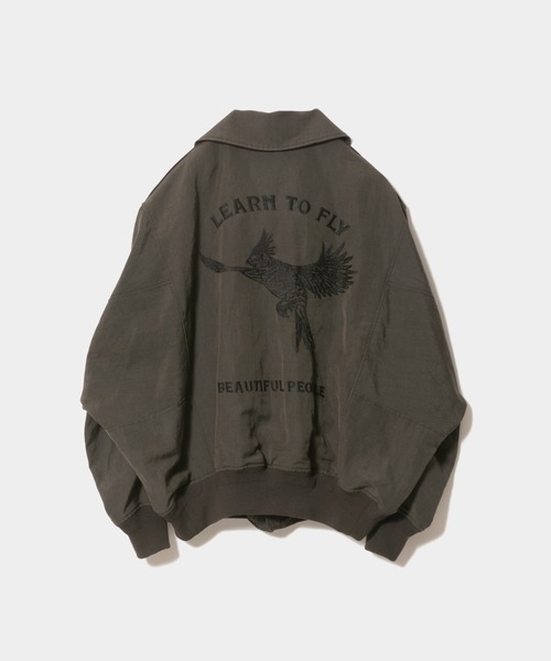 beautiful people(ビューティフルピープル)の「wool linen weather cloth A-2 jacket(ミリタリージャケット・レディース・ダークオリーブ/ブラック・40/36)」の6枚目の写真