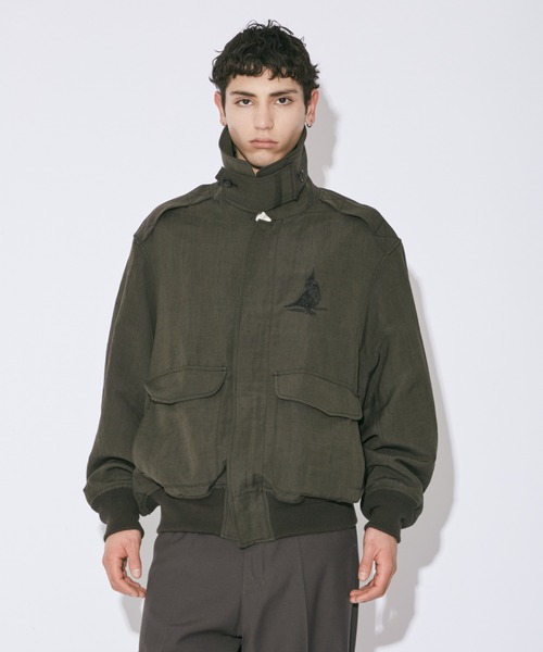 beautiful people(ビューティフルピープル)の「wool linen weather cloth A-2 jacket(ミリタリージャケット・レディース・ダークオリーブ/ブラック・40/36)」の13枚目の写真