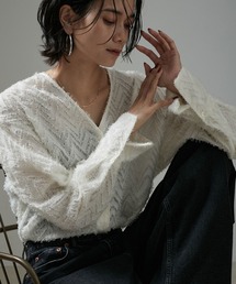 SALON adam et rope' | モンターニュジャガードVネックシャツ/ブラウス(シャツ/ブラウス)