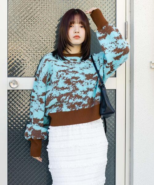 【セール】マーブルジャガードニット（ニット/セーター）｜KBF（ケイビーエフ）