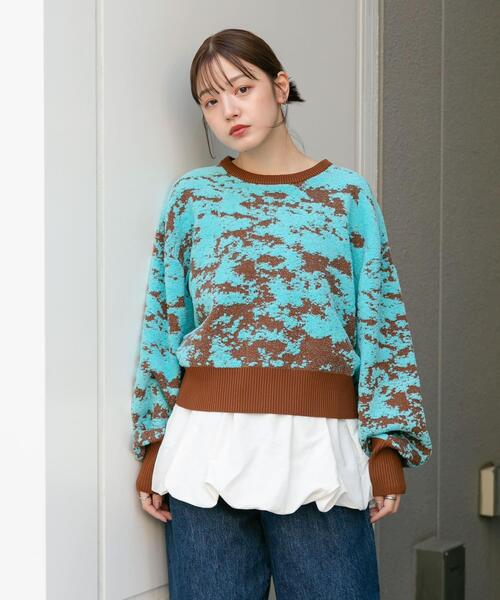 【セール】マーブルジャガードニット（ニット/セーター）｜KBF（ケイビーエフ）
