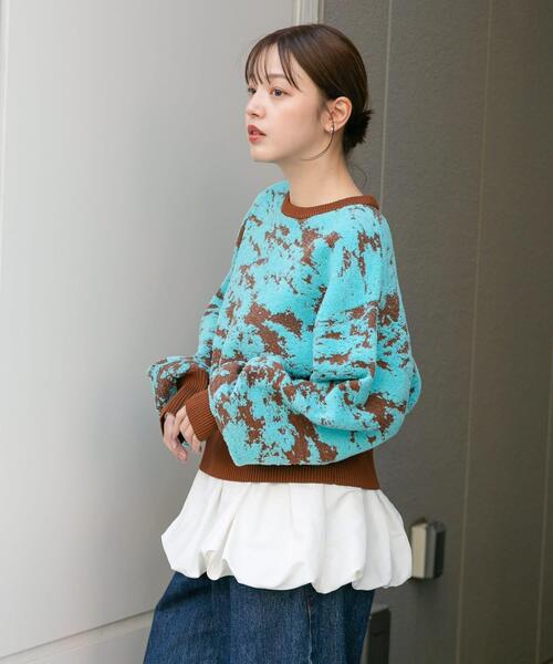 【セール】マーブルジャガードニット（ニット/セーター）｜KBF（ケイビーエフ）