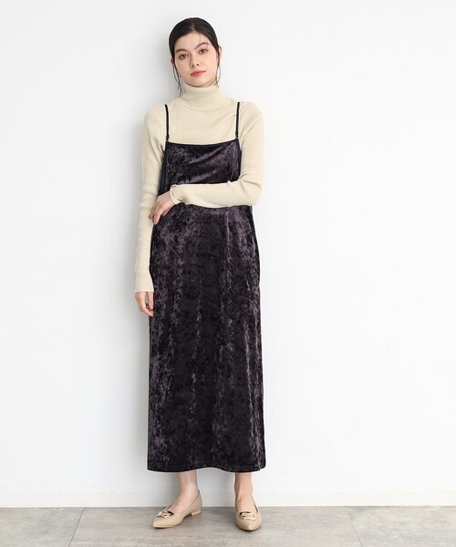 THE SHOP TK (ザ ショップ ティーケー )の「◆クラッシュベロア2WAYキャミワンピース(ワンピース・レディース・ダークパープル/チャコールグレー/ブラック・12/13)」の1枚目の写真