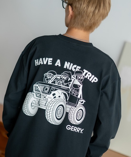 GERRY(ジェリー)の「【SIDEWAY STANCE×GERRY】別注コラボ ロゴ プリント 長袖Tシャツ(Tシャツ/カットソー・メンズ・パープル/ライトグレー/ホワイト/ブラック/カーキ/ブルー/ブルー系/パープル系/カーキ系/ホワイト系/ブラック系/ライトグレー系・SMALL/MEDIUM/LARGE/X-LARGE)」の4枚目の写真