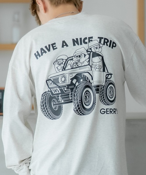 GERRY(ジェリー)の「【SIDEWAY STANCE×GERRY】別注コラボ ロゴ プリント 長袖Tシャツ(Tシャツ/カットソー・メンズ・パープル/ライトグレー/ホワイト/ブラック/カーキ/ブルー/ブルー系/パープル系/カーキ系/ホワイト系/ブラック系/ライトグレー系・SMALL/MEDIUM/LARGE/X-LARGE)」の6枚目の写真