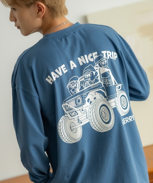 GERRY(ジェリー)の「【SIDEWAY STANCE×GERRY】別注コラボ ロゴ プリント 長袖Tシャツ(Tシャツ/カットソー・メンズ・パープル/ライトグレー/ホワイト/ブラック/カーキ/ブルー/ブルー系/パープル系/カーキ系/ホワイト系/ブラック系/ライトグレー系・SMALL/MEDIUM/LARGE/X-LARGE)」の10枚目の写真