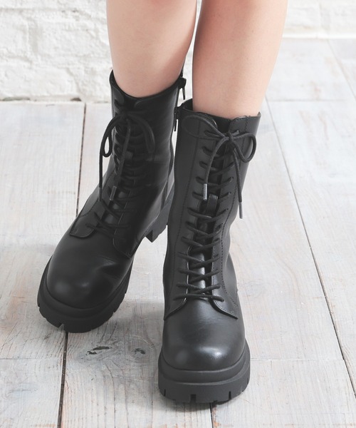 Honeys（ハニーズ）の「レースアップミドルブーツ（ブーツ）」 - WEAR