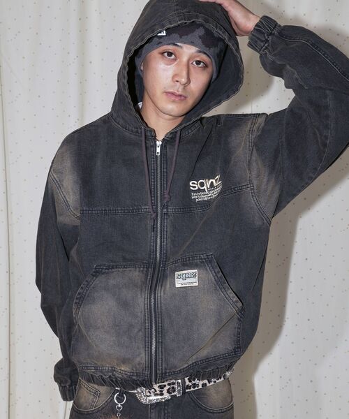 sqnz（エスキュンズ）】sqnz washed denim jacket / ワイドシルエット