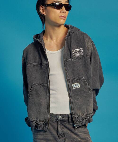 sqnz（エスキュンズ）】sqnz washed denim jacket / ワイドシルエット