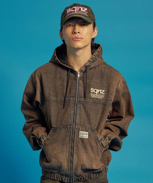SEQUENZ(シークエンズ)の「※WEB限定 / ブリーチ加工 / デニムジップパーカー / sqnz washed denim jacket(パーカー・メンズ・ブルー/ブラック/ブラウン/ピンク系その他2・MEDIUM/LARGE)」の6枚目の写真