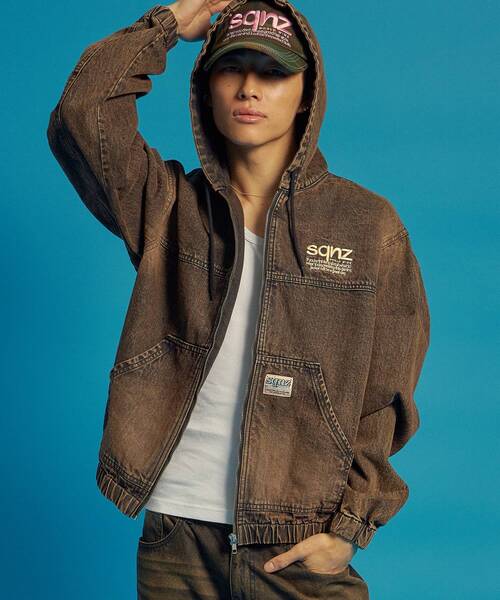 SEQUENZ(シークエンズ)の「※WEB限定 / ブリーチ加工 / デニムジップパーカー / sqnz washed denim jacket(パーカー・メンズ・ブルー/ブラック/ブラウン/ピンク系その他2・MEDIUM/LARGE)」の7枚目の写真
