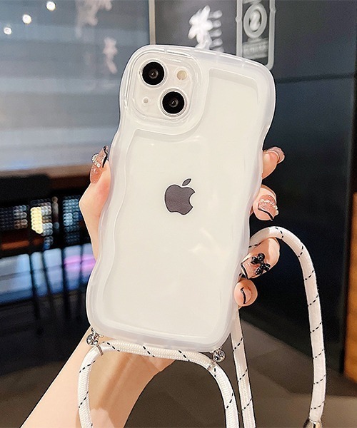 セール】iPhone ショルダーストラップ付きクリアケース（スマホケース