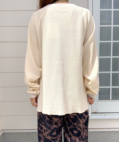 Q（キュー）の「ワッフルボリュームトップス（Tシャツ/カットソー・レディース・アイボリー/ブルー/ブラック・MEDIUM）」の6枚目の写真