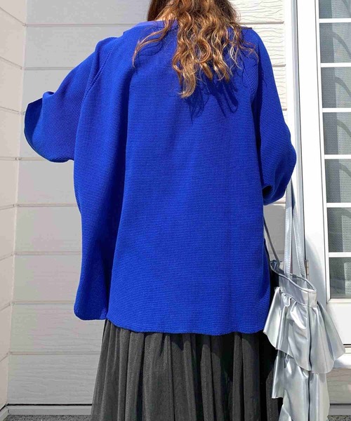 Q（キュー）の「ワッフルボリュームトップス（Tシャツ/カットソー・レディース・アイボリー/ブルー/ブラック・MEDIUM）」の16枚目の写真