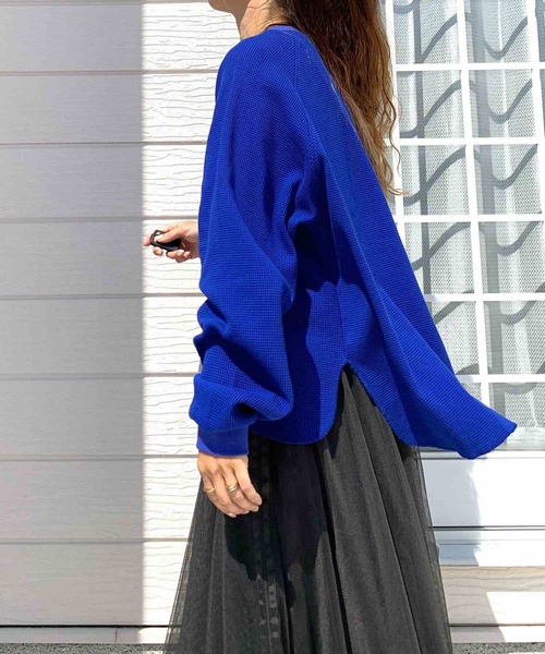 Q（キュー）の「ワッフルボリュームトップス（Tシャツ/カットソー・レディース・アイボリー/ブルー/ブラック・MEDIUM）」の15枚目の写真