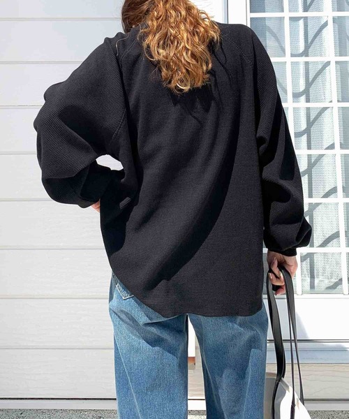 Q（キュー）の「ワッフルボリュームトップス（Tシャツ/カットソー・レディース・アイボリー/ブルー/ブラック・MEDIUM）」の19枚目の写真