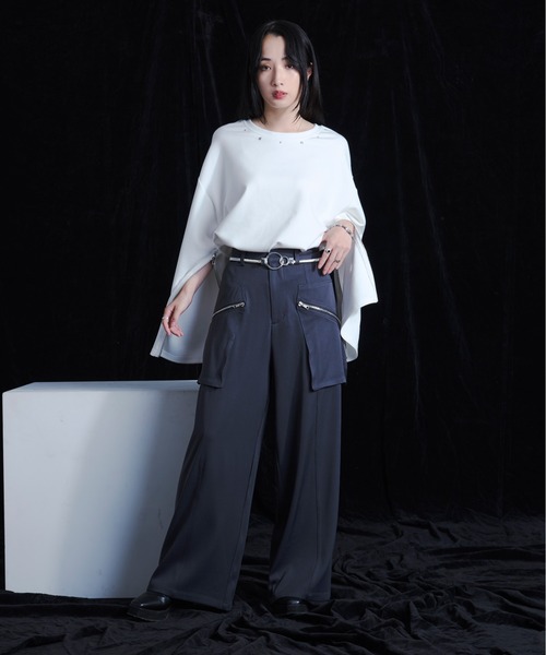 Ellno Loset（エルノロゼット）の「２WAYスタッズバックロゴロンT（Tシャツ/カットソー・メンズ・オフホワイト/ブラック・SMALL/MEDIUM/LARGE）」の10枚目の写真