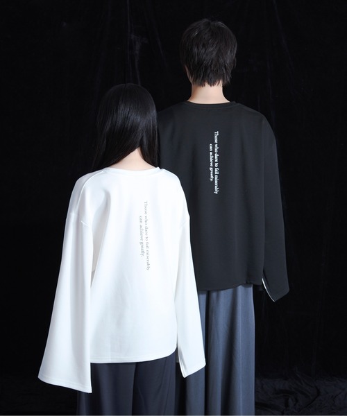 Ellno Loset（エルノロゼット）の「２WAYスタッズバックロゴロンT（Tシャツ/カットソー・メンズ・オフホワイト/ブラック・SMALL/MEDIUM/LARGE）」の14枚目の写真