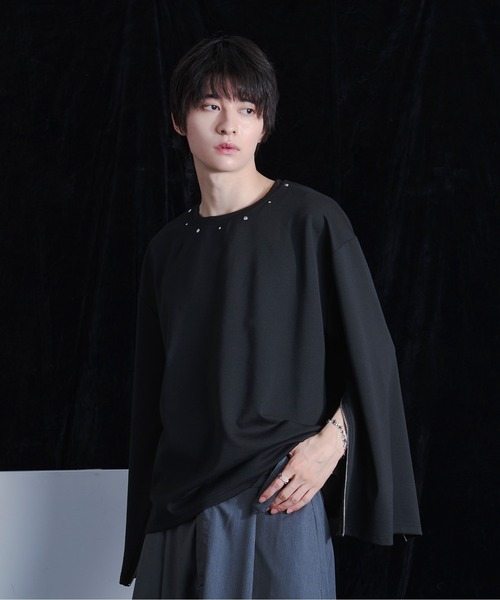 Ellno Loset（エルノロゼット）の「２WAYスタッズバックロゴロンT（Tシャツ/カットソー・メンズ・オフホワイト/ブラック・SMALL/MEDIUM/LARGE）」の17枚目の写真
