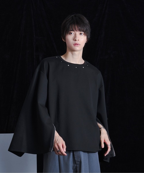 Ellno Loset（エルノロゼット）の「２WAYスタッズバックロゴロンT（Tシャツ/カットソー・メンズ・オフホワイト/ブラック・SMALL/MEDIUM/LARGE）」の18枚目の写真