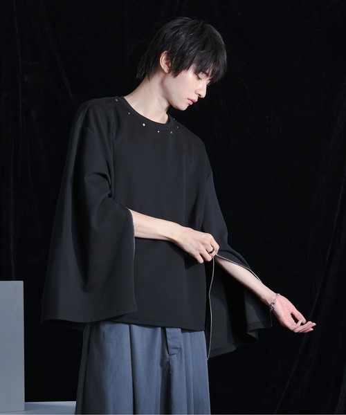 Ellno Loset（エルノロゼット）の「２WAYスタッズバックロゴロンT（Tシャツ/カットソー・メンズ・オフホワイト/ブラック・SMALL/MEDIUM/LARGE）」の20枚目の写真