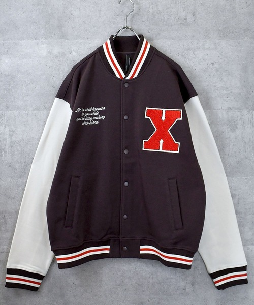 Ritzy(リッツィー)の「felt patch sweat stadium jacket/フェルトパッチ スウェット スタジアムジャケット レディース メンズ(スウェット・メンズ・ブラック/ネイビー/ブラウン・M/L/XL)」の6枚目の写真