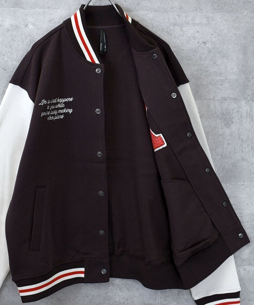Ritzy(リッツィー)の「felt patch sweat stadium jacket/フェルトパッチ スウェット スタジアムジャケット レディース メンズ(スウェット・メンズ・ブラック/ネイビー/ブラウン・M/L/XL)」の16枚目の写真