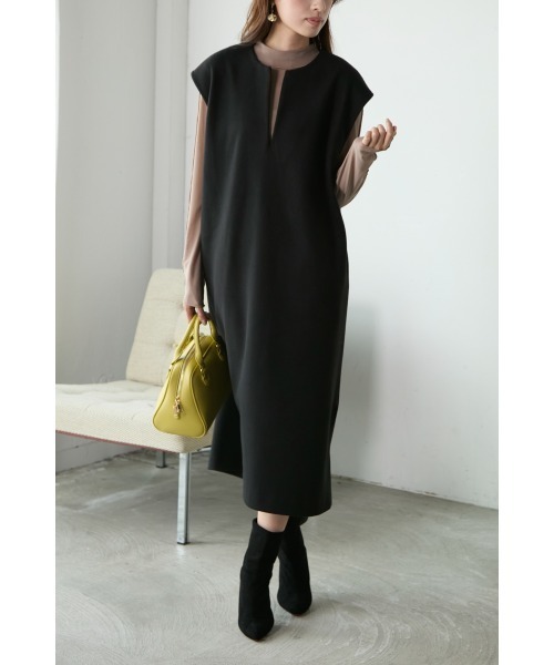 【セール】スリットネックジャンスカ/深Vネック(ジャンパースカート)|Miss Arrivo(ミスアリーヴォ)