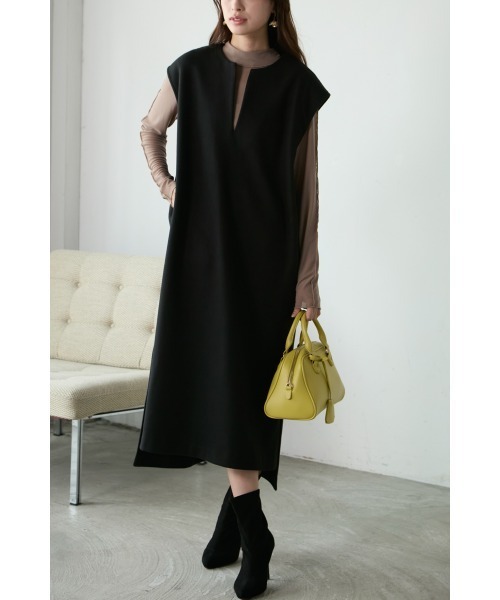 【セール】スリットネックジャンスカ/深Vネック(ジャンパースカート)|Miss Arrivo(ミスアリーヴォ)