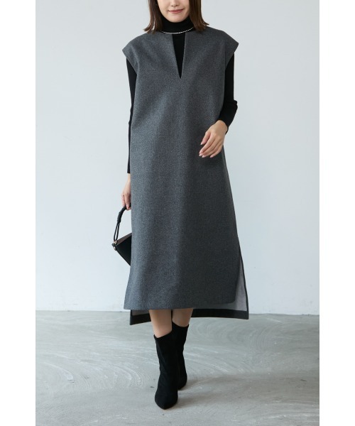 【セール】スリットネックジャンスカ/深Vネック(ジャンパースカート)|Miss Arrivo(ミスアリーヴォ)