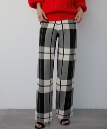 ELFRANK | 《新色追加》チェック ニットパンツ ワイドパンツ ロング(その他パンツ)