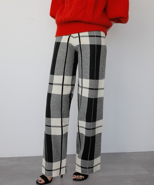 ELFRANK(エルフランク)の「《新色追加》チェック ニットパンツ ワイドパンツ ロング(その他パンツ・レディース・ブラック×グレー/ホワイト×ブラック/ブラック系その他/グレー系その他・FREE)」の15枚目の写真