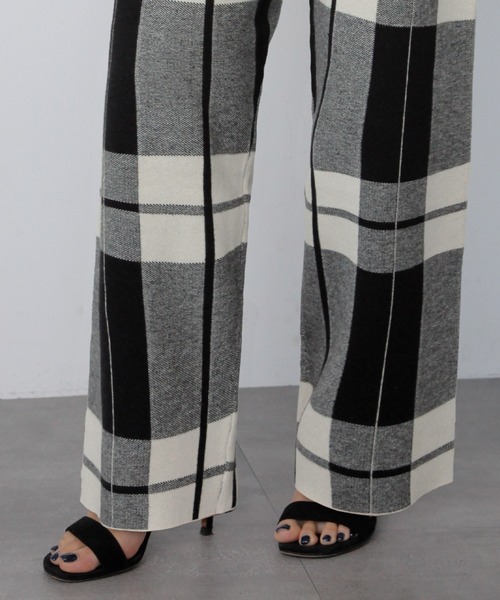 ELFRANK(エルフランク)の「《新色追加》チェック ニットパンツ ワイドパンツ ロング(その他パンツ・レディース・ブラック×グレー/ホワイト×ブラック/ブラック系その他/グレー系その他・FREE)」の13枚目の写真
