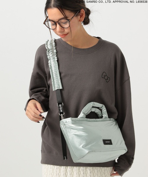BAYFLOW（ベイフロー）の「[ペットボトル・長財布が入る]フリルショルダーパフミニトート（トートバッグ・レディース・ブラック/シルバー/ミント・FREE）」の2枚目の写真