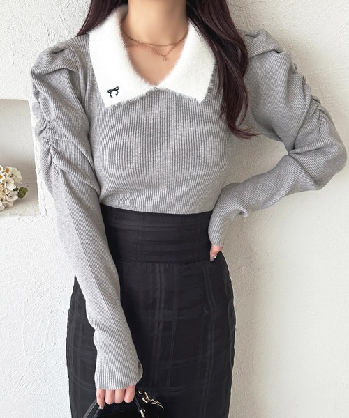 apres jour（アプレジュール）の「シャギー襟付きパワショルニット