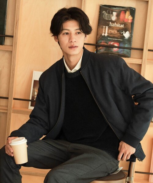 【セール】シャークスキン薄中綿リブブルゾン（ブルゾン）｜THE SHOP TK （ザ ショップ ティーケー ）