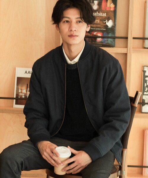 【セール】シャークスキン薄中綿リブブルゾン（ブルゾン）｜THE SHOP TK （ザ ショップ ティーケー ）