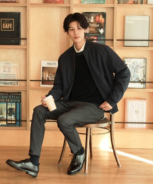 【セール】シャークスキン薄中綿リブブルゾン（ブルゾン）｜THE SHOP TK （ザ ショップ ティーケー ）