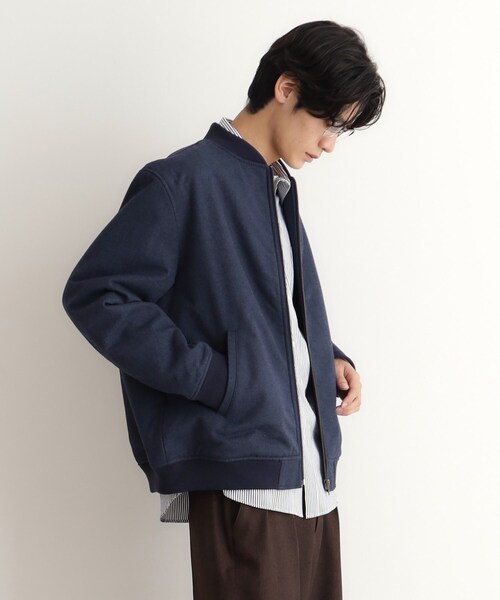 【セール】シャークスキン薄中綿リブブルゾン（ブルゾン）｜THE SHOP TK （ザ ショップ ティーケー ）