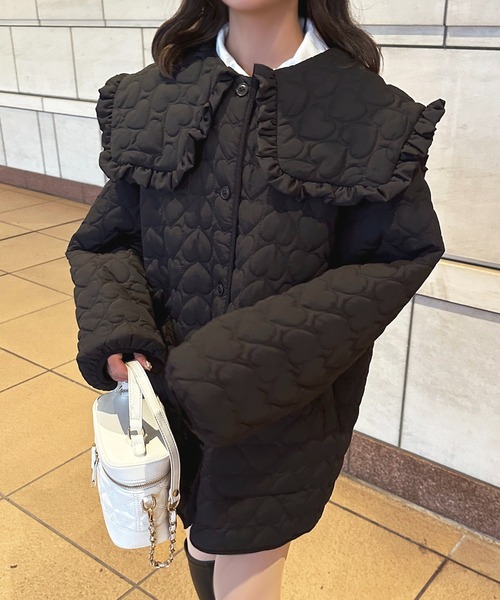 apres jour(アプレジュール)の「ハートキルティングアウター【ZOZOTOWN限定アイテム】(ブルゾン・レディース・ブラック/アイボリー/ピンク・フリー/X-LARGE)」の15枚目の写真