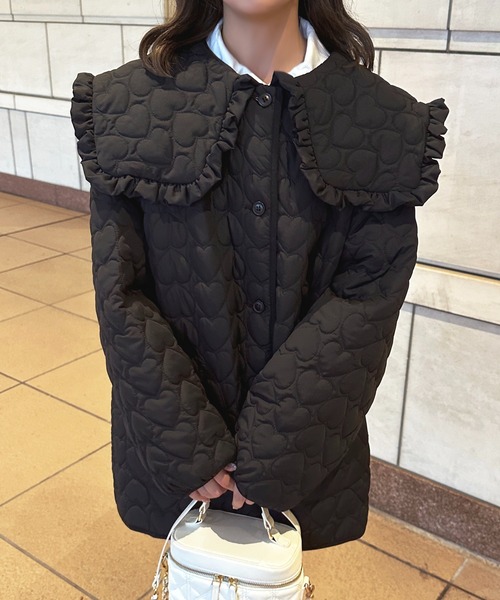 apres jour(アプレジュール)の「ハートキルティングアウター【ZOZOTOWN限定アイテム】(ブルゾン・レディース・ブラック/アイボリー/ピンク・フリー/X-LARGE)」の16枚目の写真