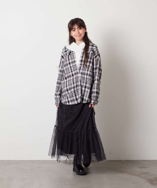 a.v.v（アーヴェヴェ）の「[160]フーディーパーカーシャツレイヤードトップス（シャツ/ブラウス・キッズ・ブラック/ブルー・160）」の16枚目の写真