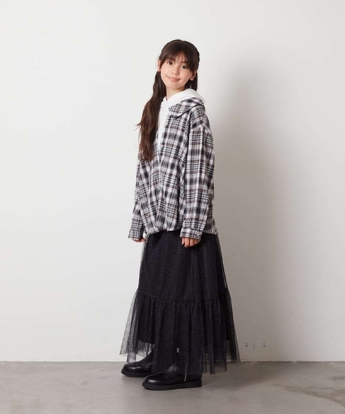 a.v.v（アーヴェヴェ）の「[160]フーディーパーカーシャツレイヤードトップス（シャツ/ブラウス・キッズ・ブラック/ブルー・160）」の18枚目の写真