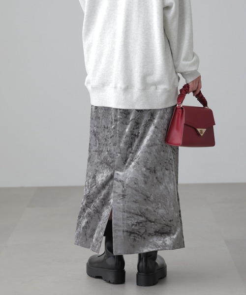 FREE'S MART(フリーズマート)の「◆クラッシュベロアナロースカート(スカート・レディース・ホワイト/ブラック/グレー・SMALL/MEDIUM)」の5枚目の写真